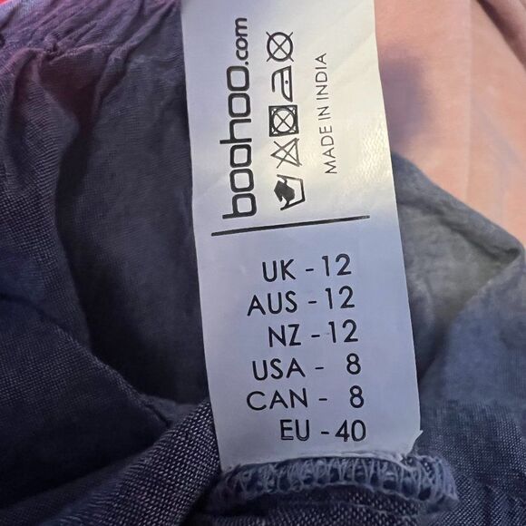 Boohoo Blue Off-Shoulder Long Sleeve Top Size 8 - Picture 5 of 6